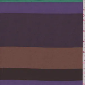 2 1/8 YD PC-Purple/Brown/Ecru Stripe Crepe de Chine Fabric