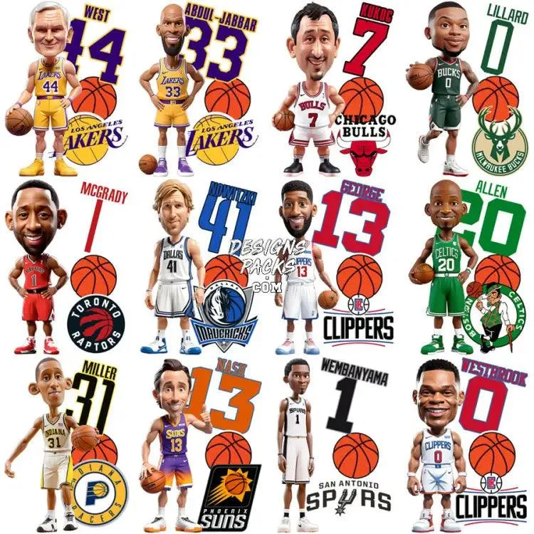 25 Figurine Style Basketball Players Designs Bundle PNG   PSD V3