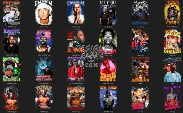 50 Hip Hop Rap Male V4 Designs Bundle PNG