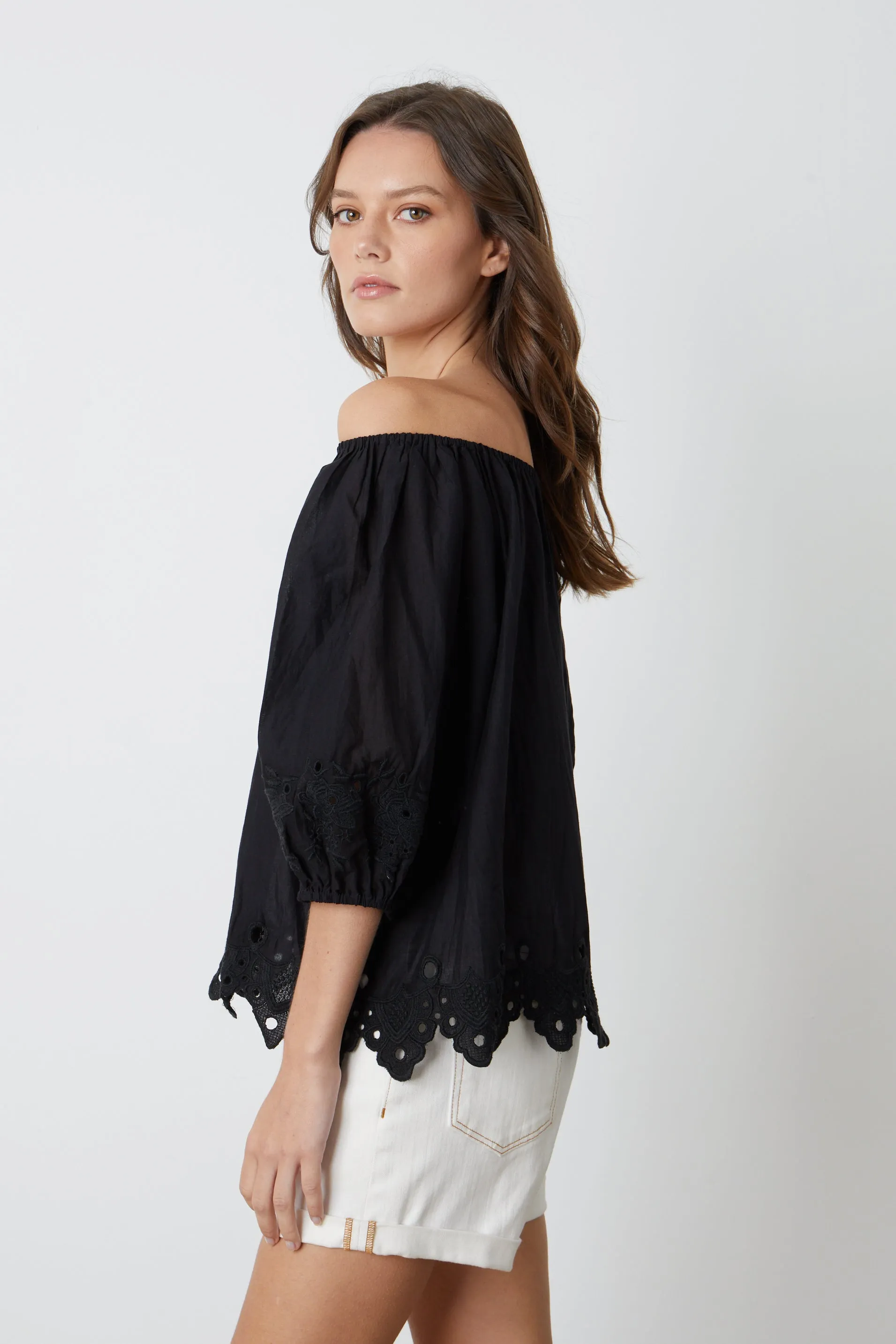 ABIGAIL SCHIFFLI EYELET BLOUSE