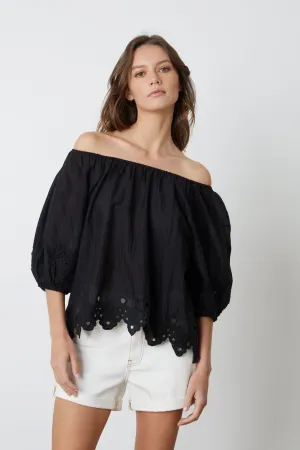 ABIGAIL SCHIFFLI EYELET BLOUSE