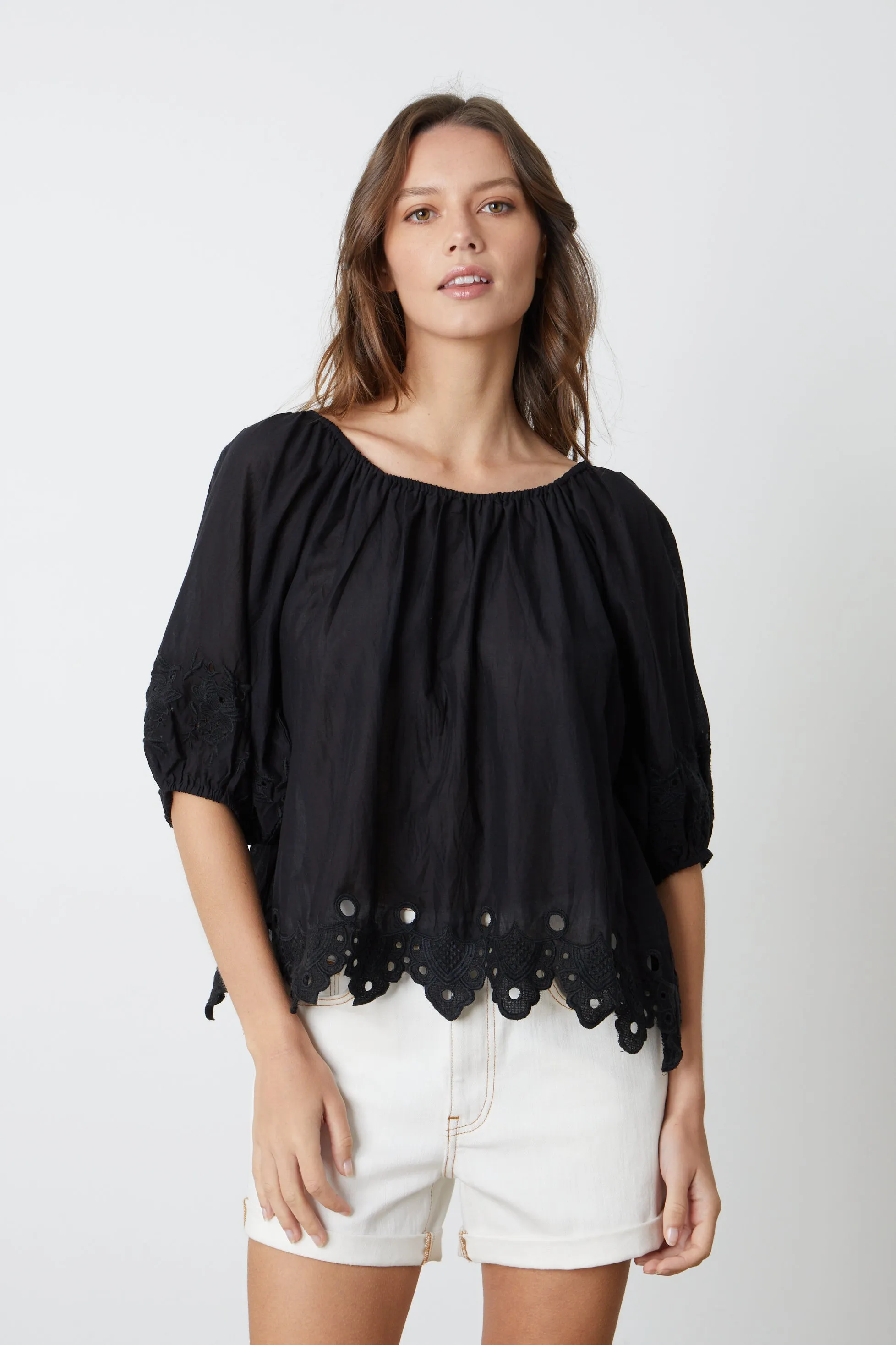 ABIGAIL SCHIFFLI EYELET BLOUSE