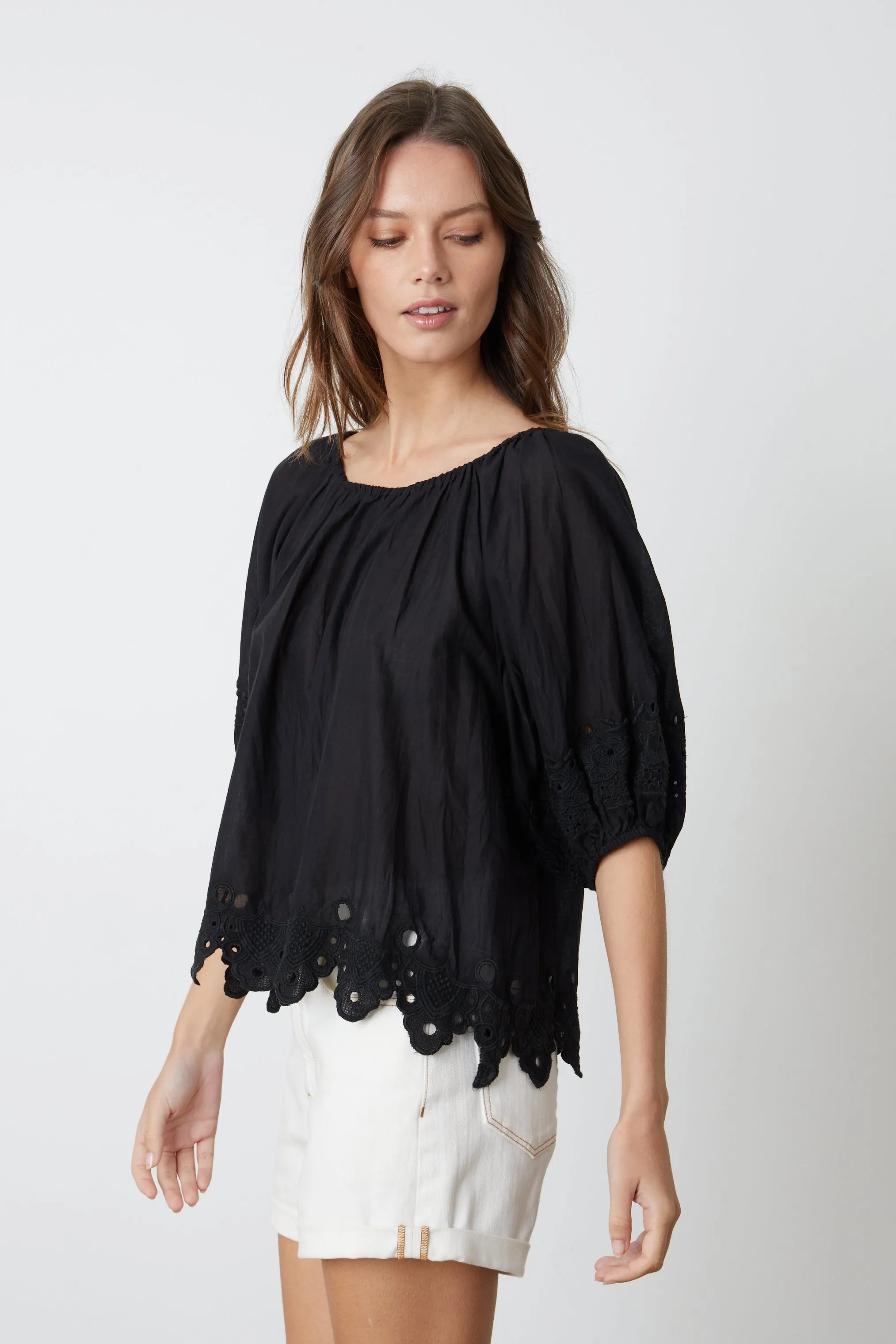 ABIGAIL SCHIFFLI EYELET BLOUSE