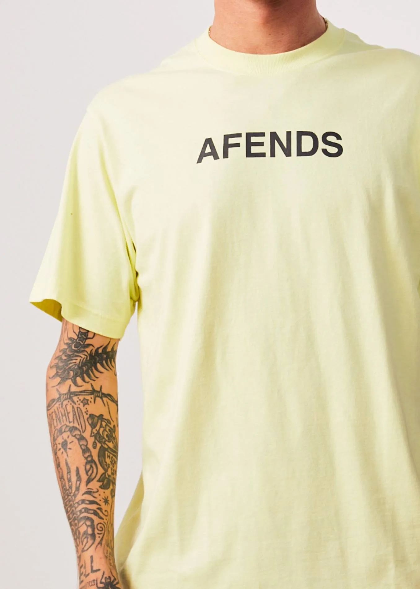 AFENDS Mens Millions - Retro T-Shirt - Citron