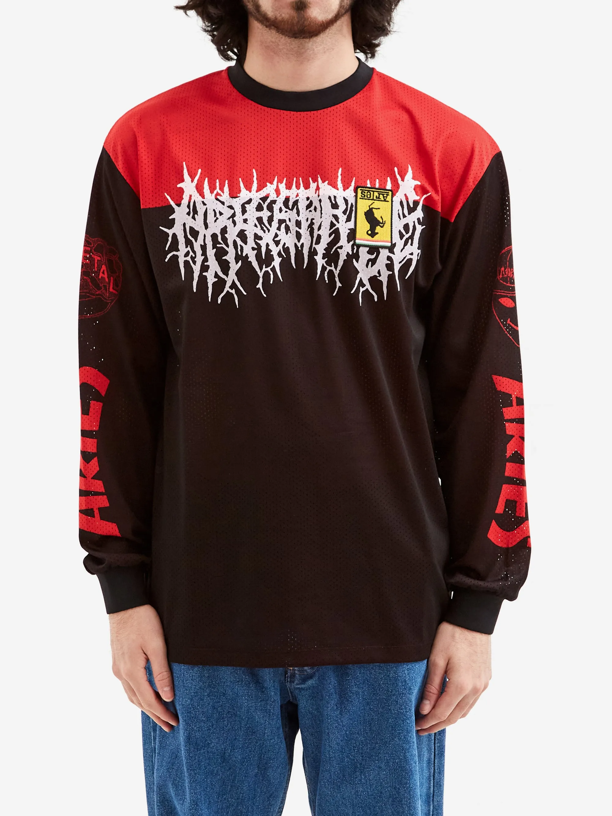 Aries Airtex Metal Long Sleeve T-Shirt - Black/Red