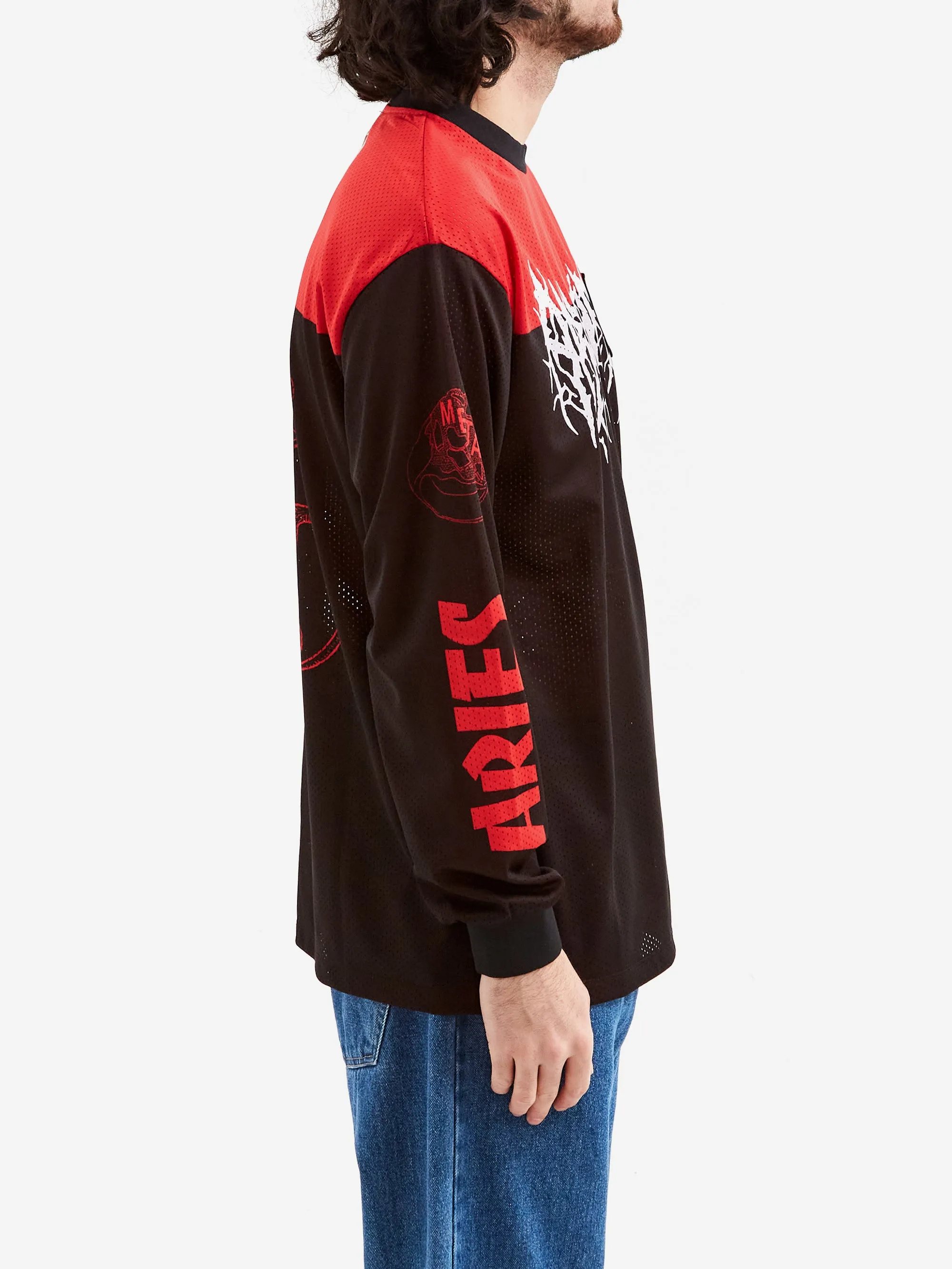 Aries Airtex Metal Long Sleeve T-Shirt - Black/Red