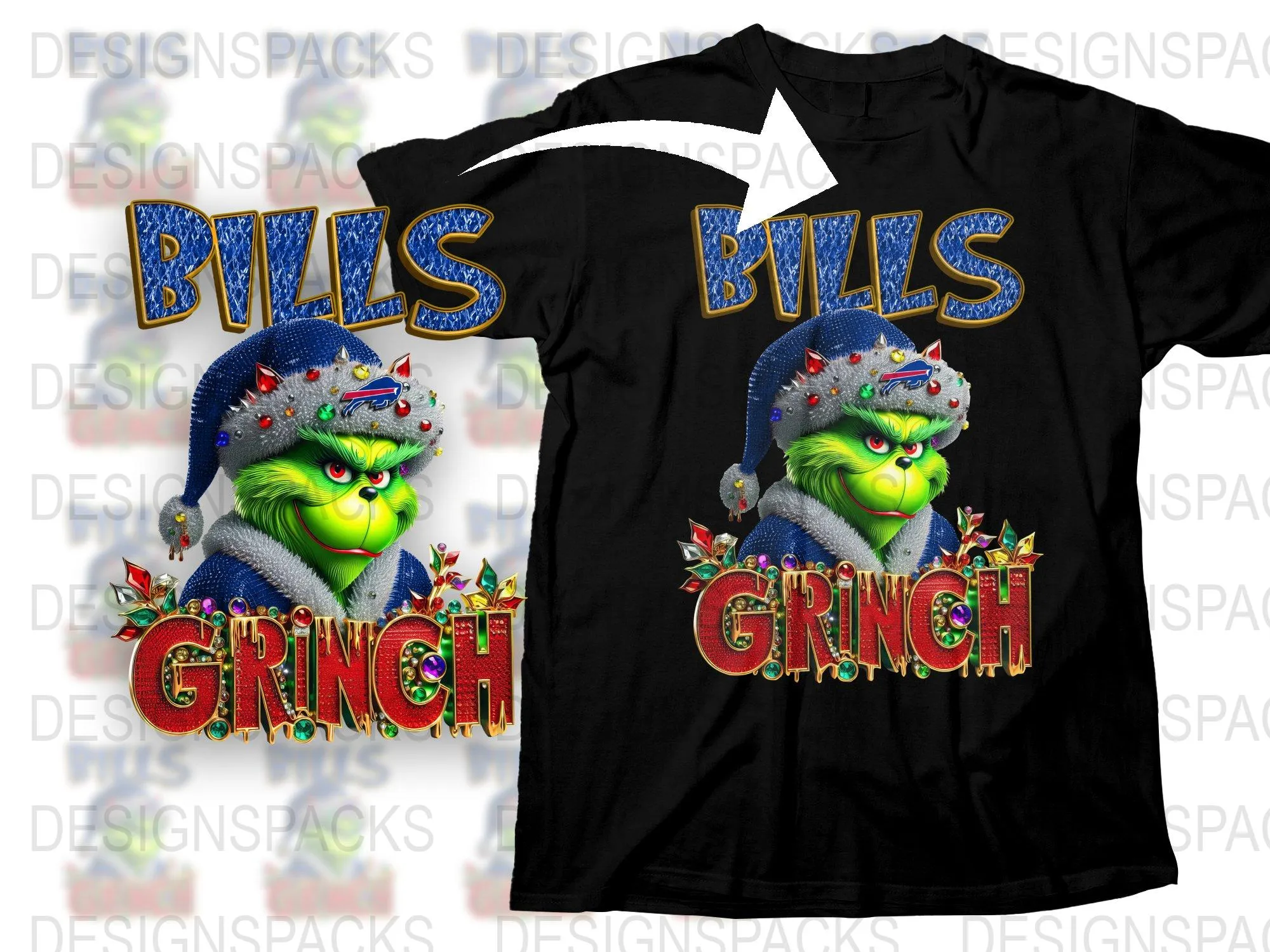 Bills Grinch Christmas NFL Football Png Digital Download