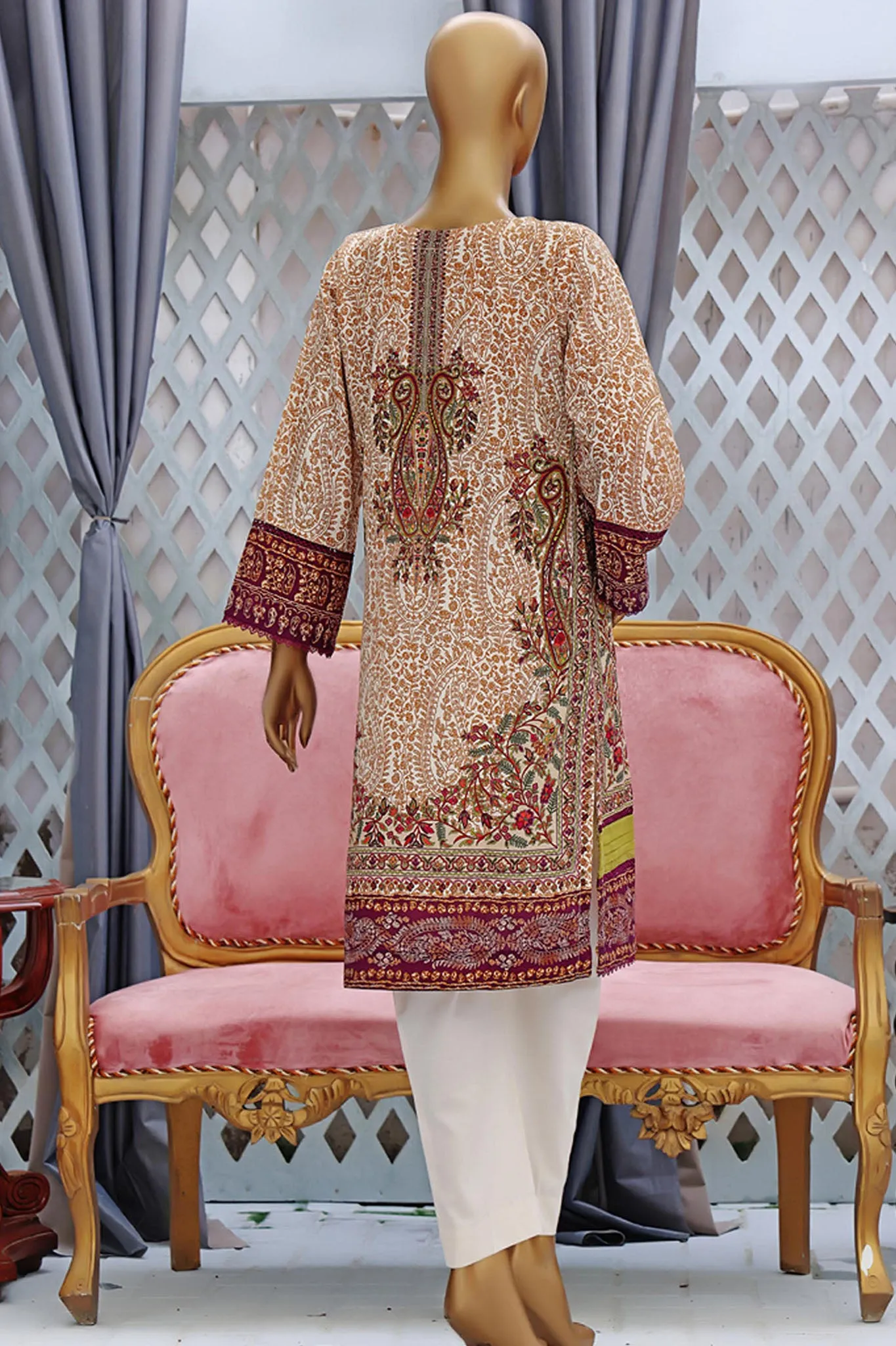 Bin Saeed Stitched Embroidered Lawn Shirts Collection'2022-L-015-Skin