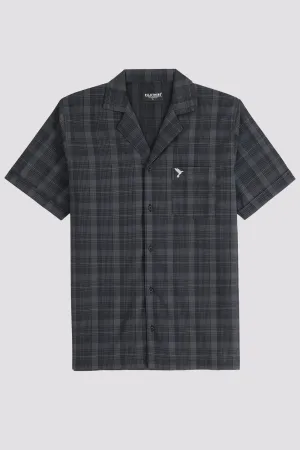 Black Plaid Resort Collar Shirt - A24 - MS0070R