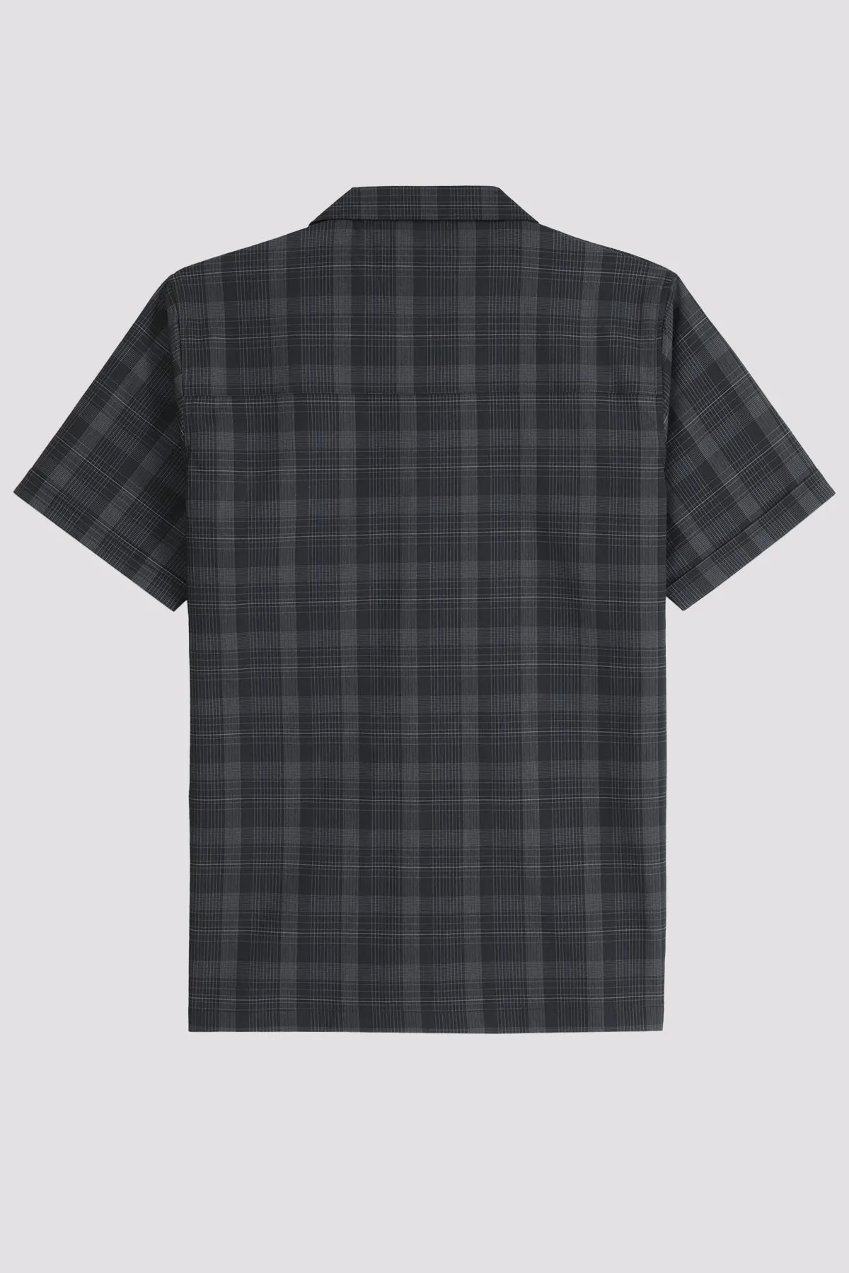 Black Plaid Resort Collar Shirt - A24 - MS0070R