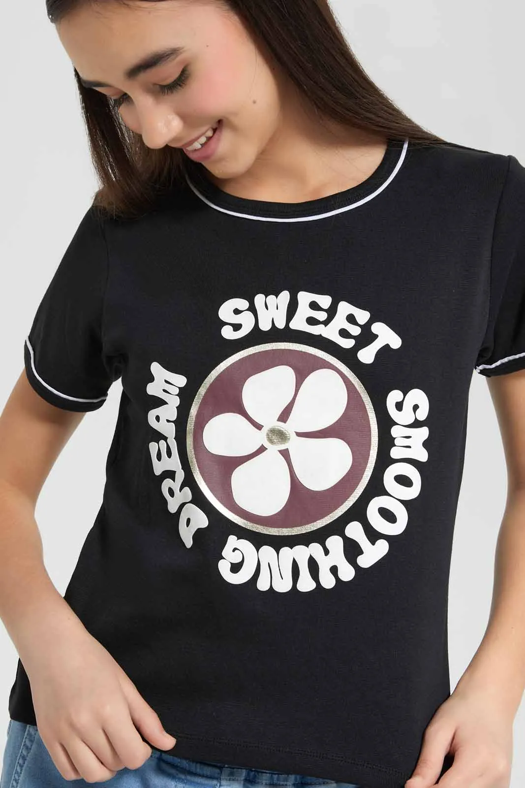 Black Sweet Dream Print T-Shirt