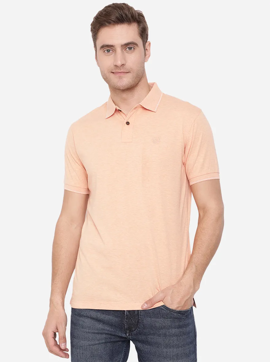 Blossom Pink Solid Slim Fit Polo T-Shirt | Greenfibre