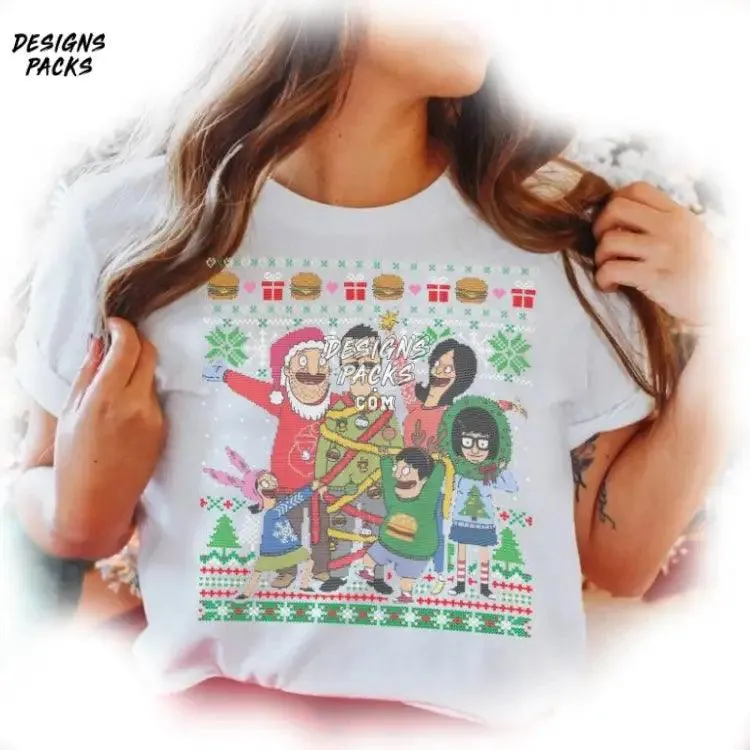 Bobs Burgers Family Christmas Bob Burgers Bob’s Burgers Ugly Christmas PNG Design