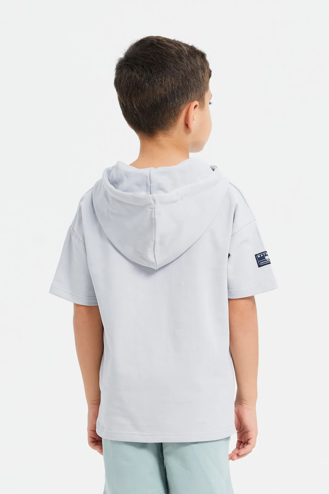 Boys Grey Oversize Hooded Batman T-Shirt