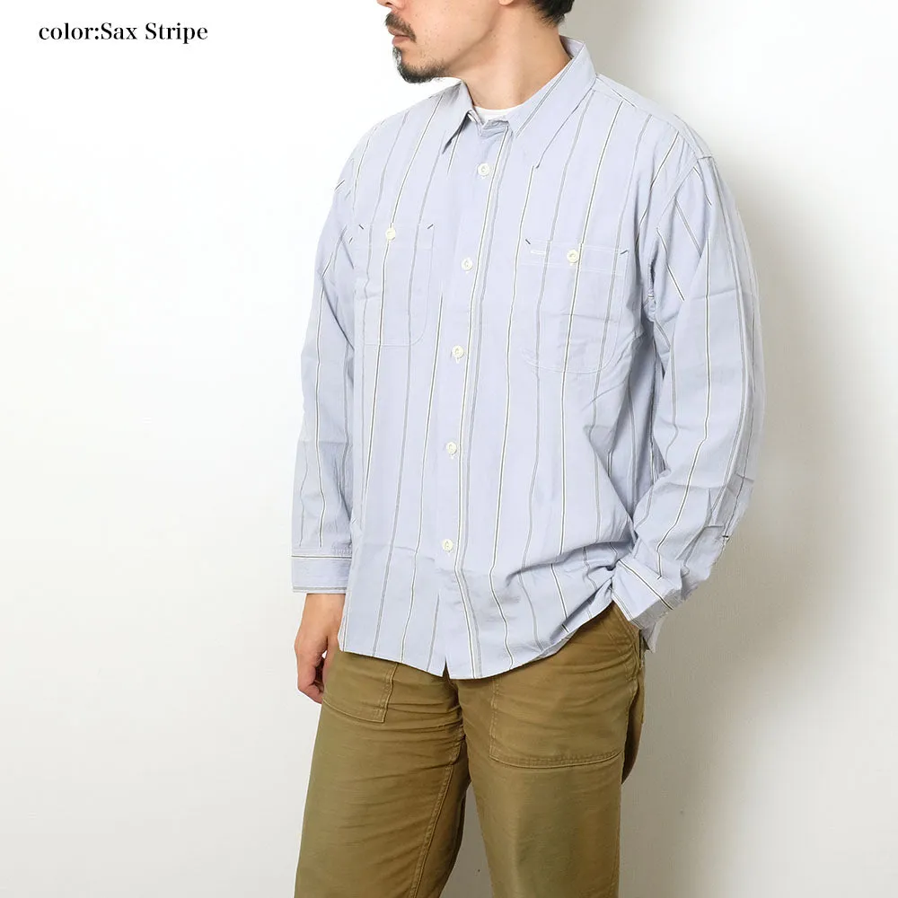 BURGUS PLUS - Stripe Chambray Work Shirt - Wide Silhouette - HBP-300CHWD-ST3-ST4