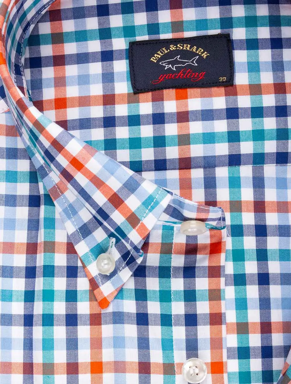 Buttondown Shortsleeve Gingham Check Shirt Multi