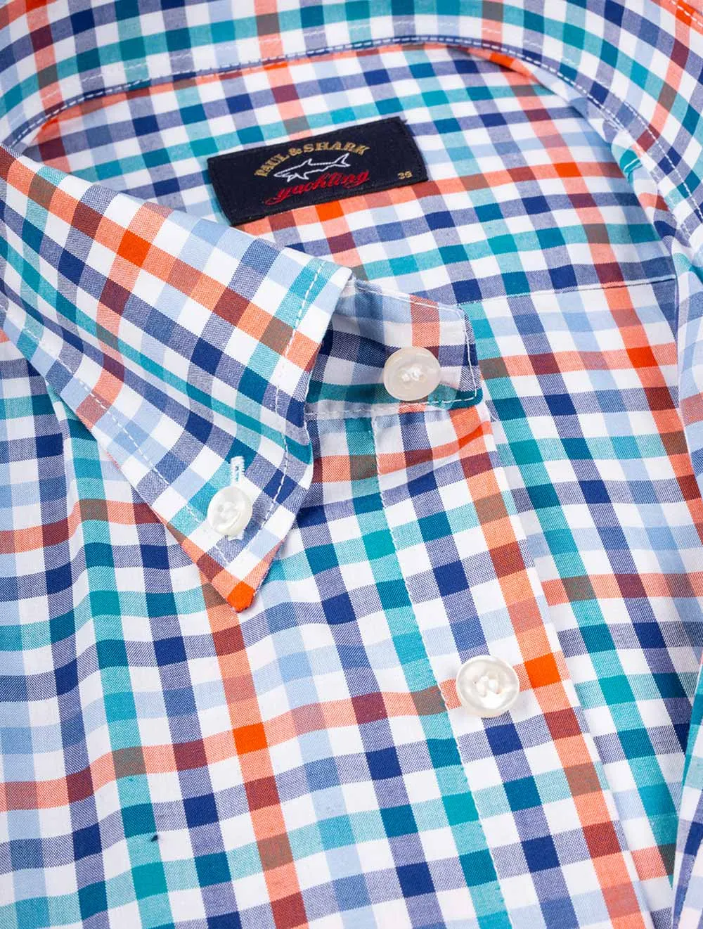 Buttondown Shortsleeve Gingham Check Shirt Multi