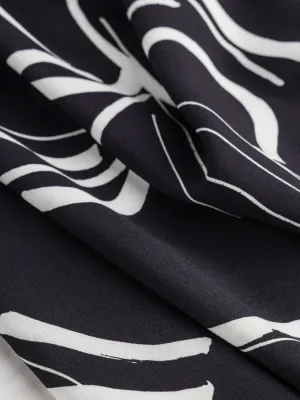 Chic Brushstroke Print Viscose - Black   Cream