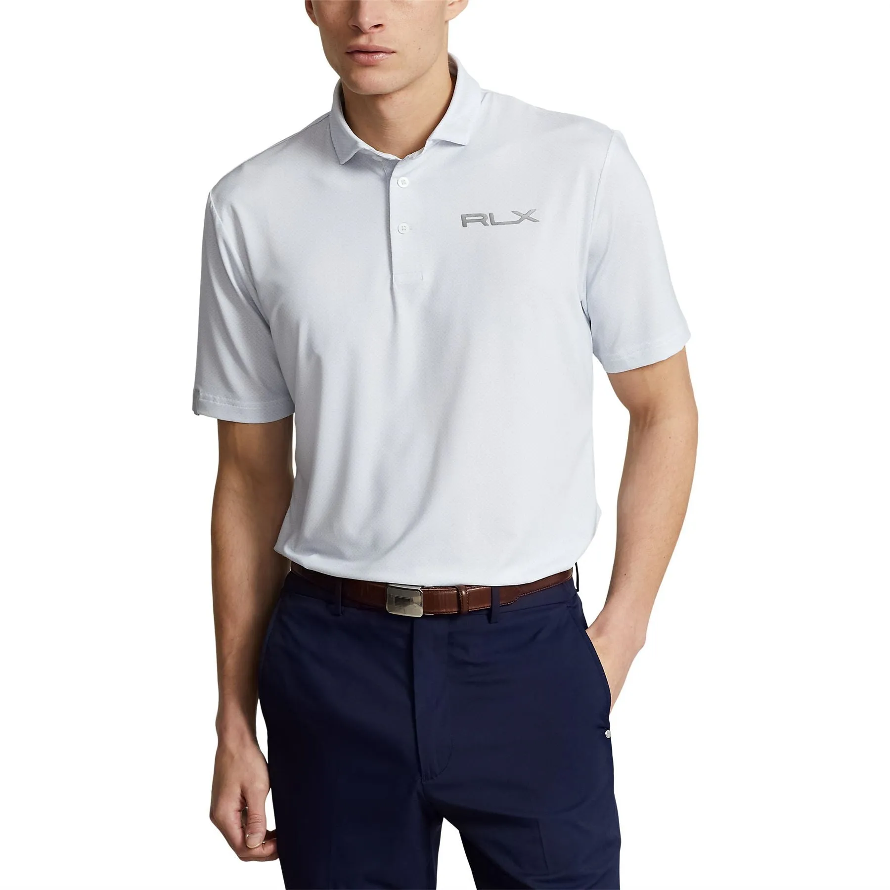 Classic Fit Performance Polo Oxford Blue Geo Neat - AW24