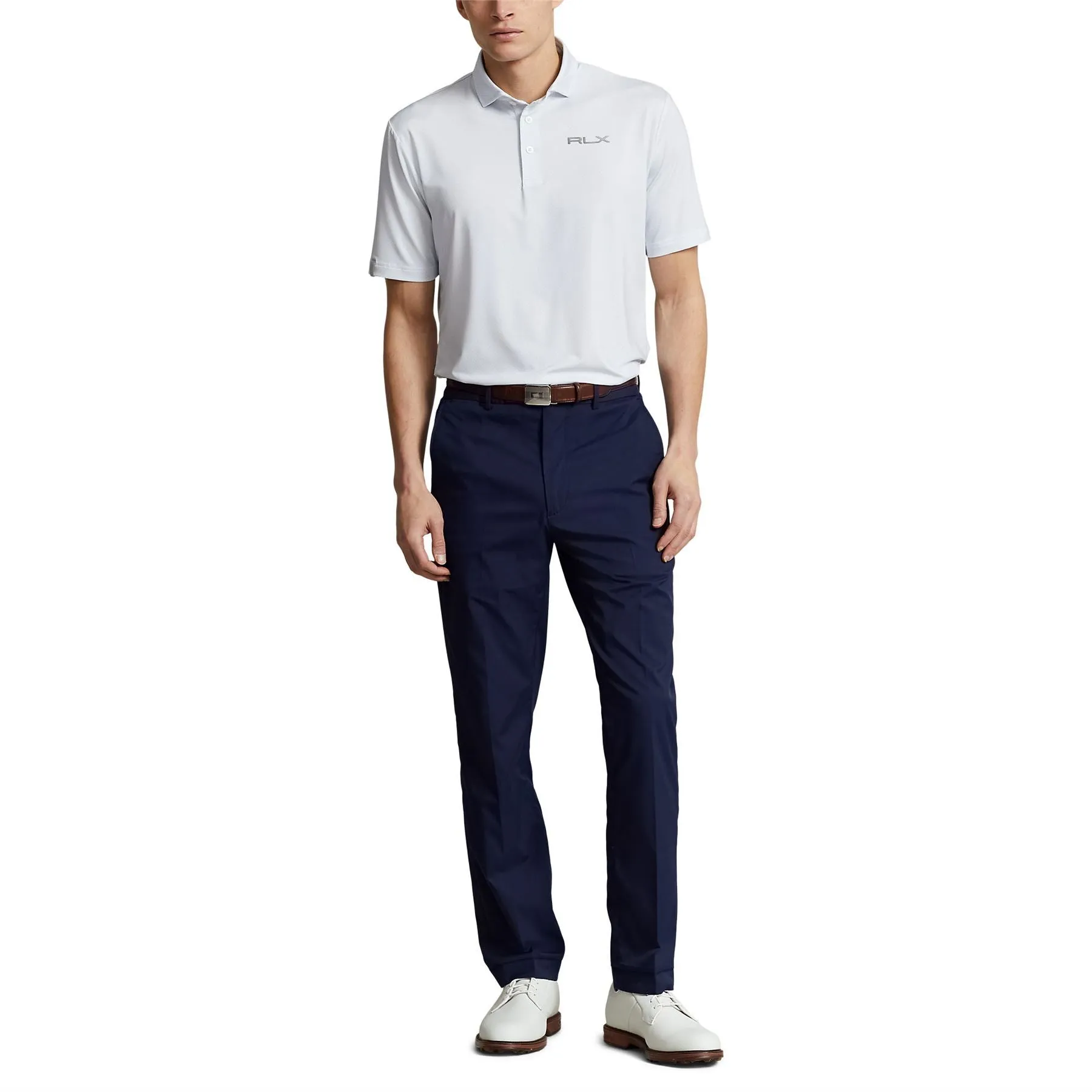 Classic Fit Performance Polo Oxford Blue Geo Neat - AW24