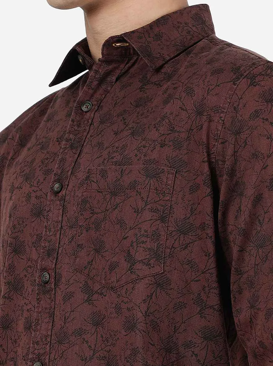 Copper Printed Slim Fit Casual Shirt | JadeBlue