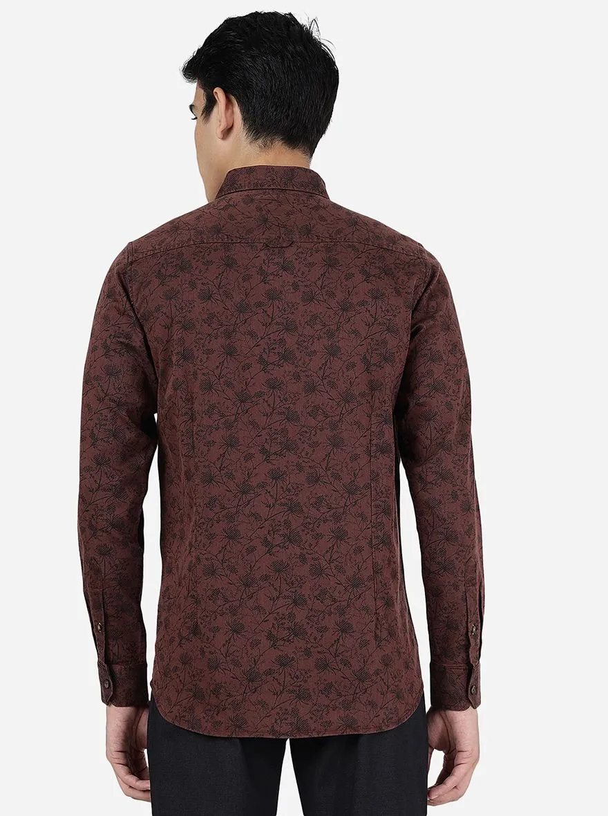 Copper Printed Slim Fit Casual Shirt | JadeBlue