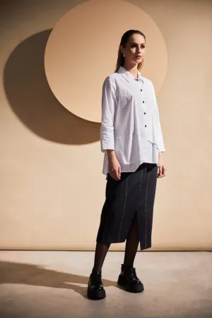 Cotton Shirt Uneven Hemline in White