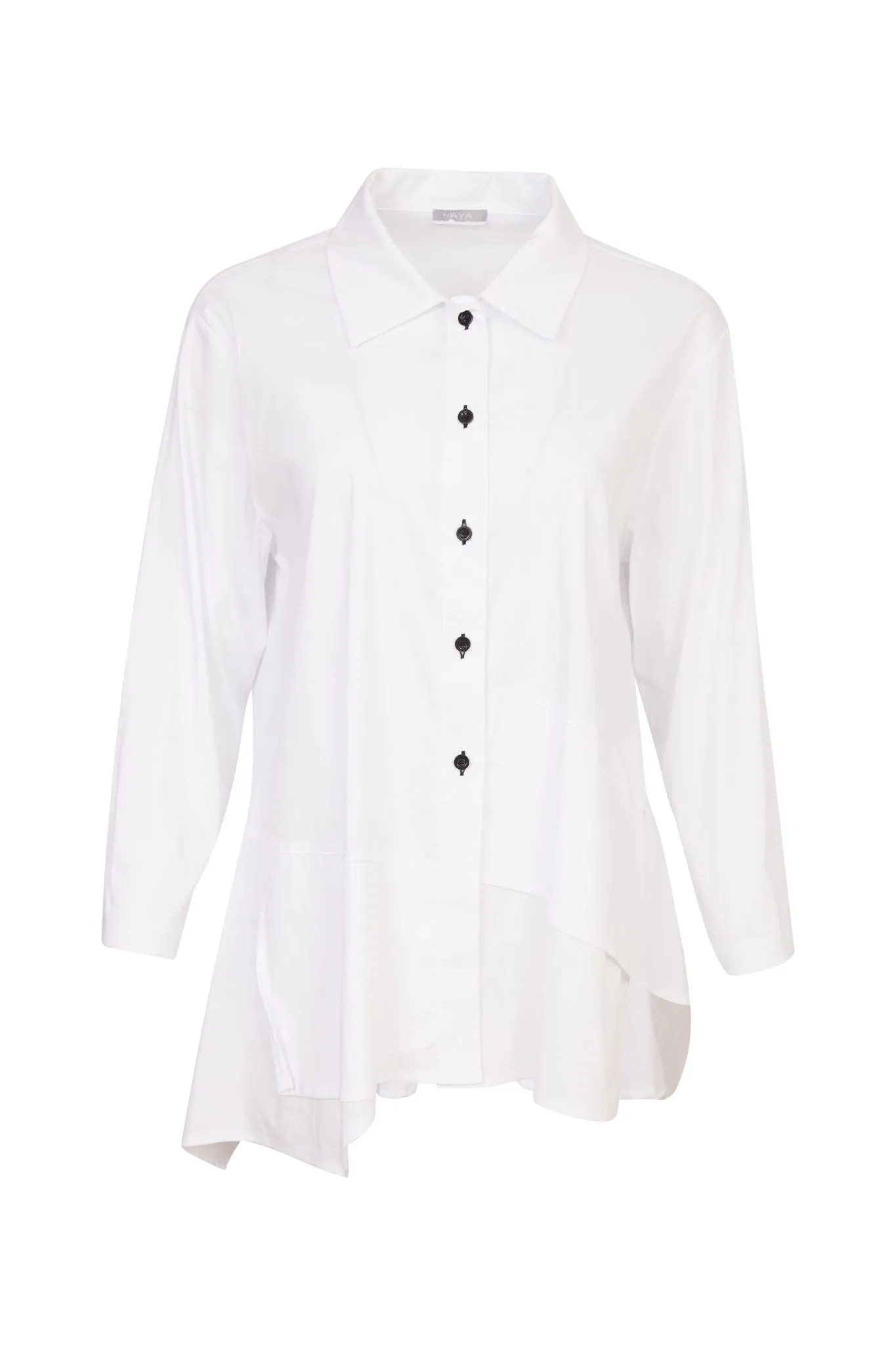 Cotton Shirt Uneven Hemline in White