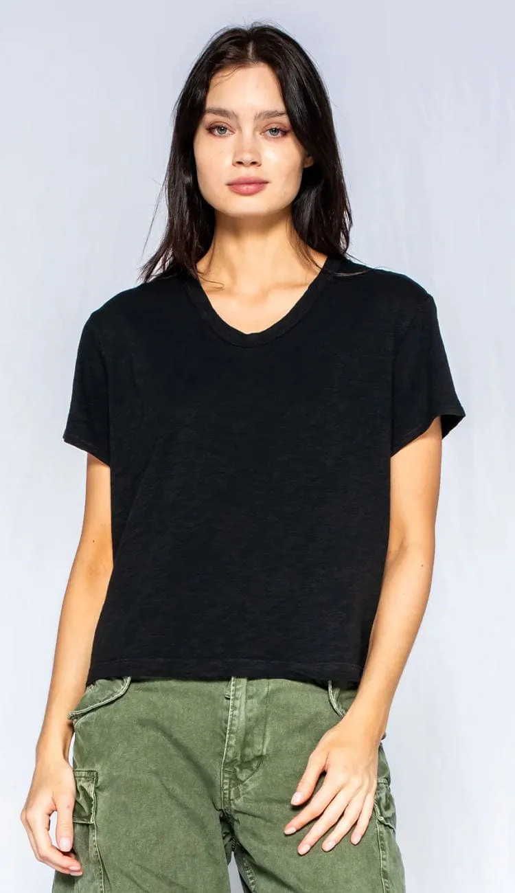 Crew Crop Boxy Slub Tee Lace Back