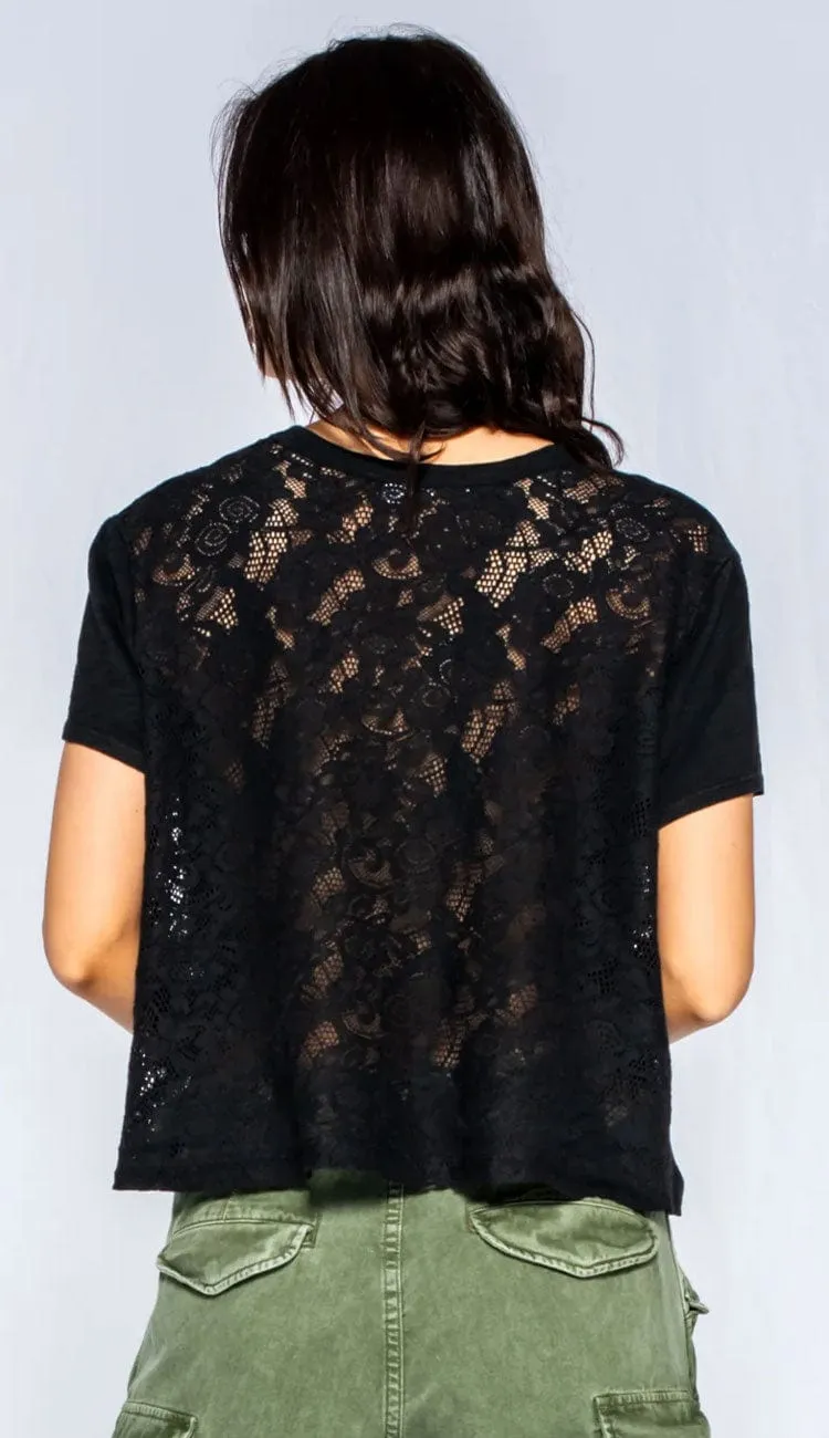 Crew Crop Boxy Slub Tee Lace Back