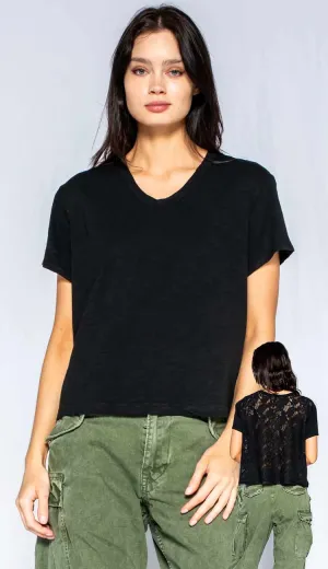 Crew Crop Boxy Slub Tee Lace Back