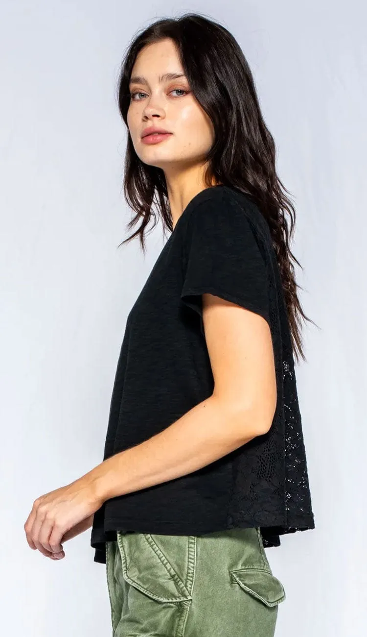 Crew Crop Boxy Slub Tee Lace Back