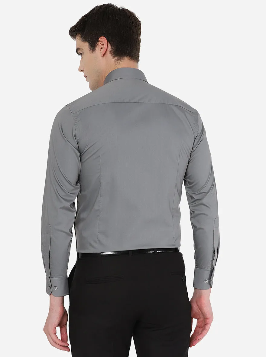 Dark Grey Solid Slim Fit Formal Shirt | Greenfibre