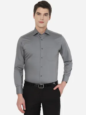 Dark Grey Solid Slim Fit Formal Shirt | Greenfibre