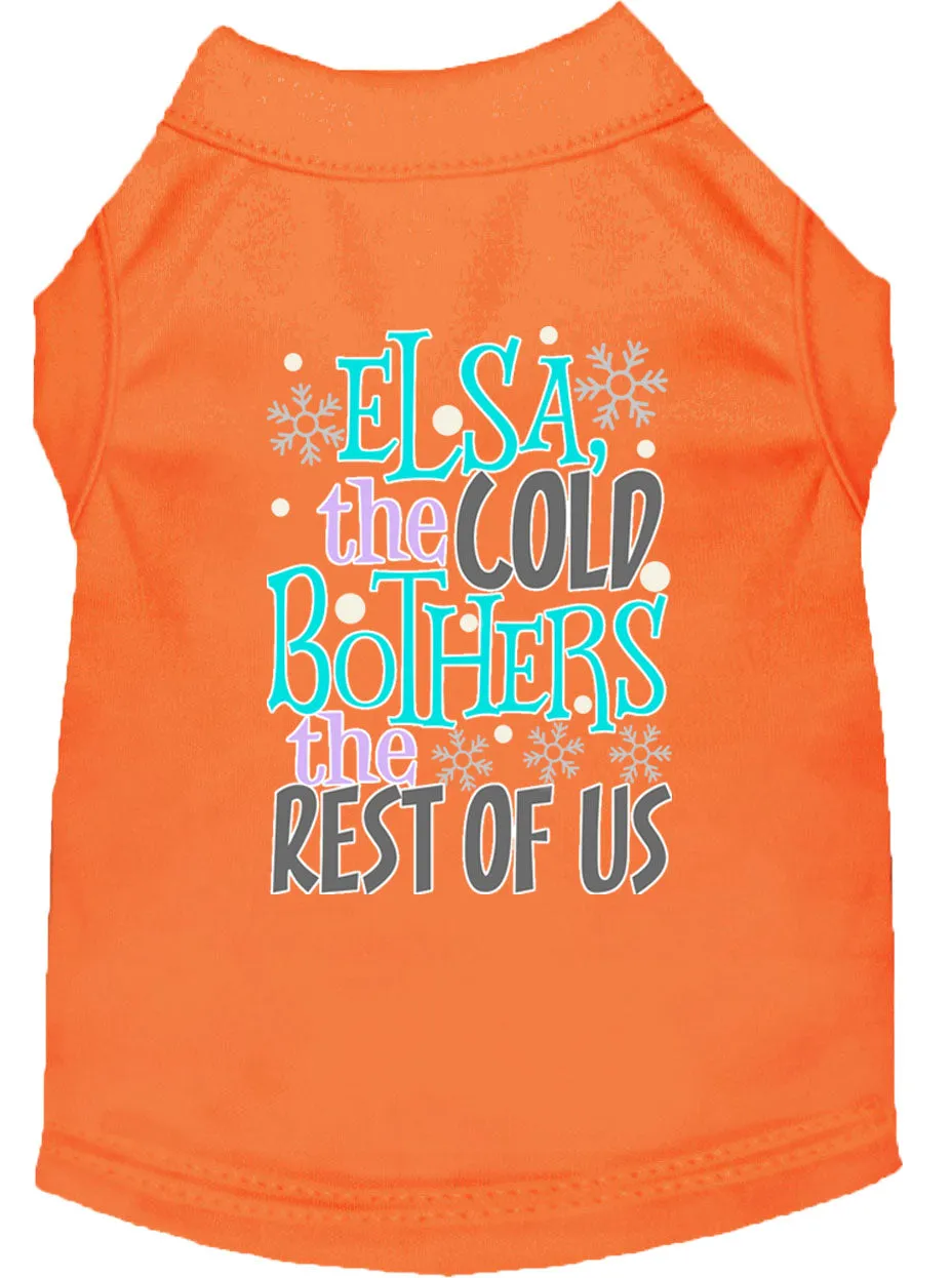 Elsa, The Cold Screen Print Dog Shirt Orange Xl