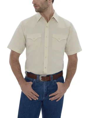 Ely Cattleman Men's Short Sleeve Solid Western Ecru Shirt