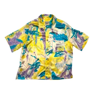 Gallery Department Printed Silk Button Up Shirt Yellow Pre-Owned