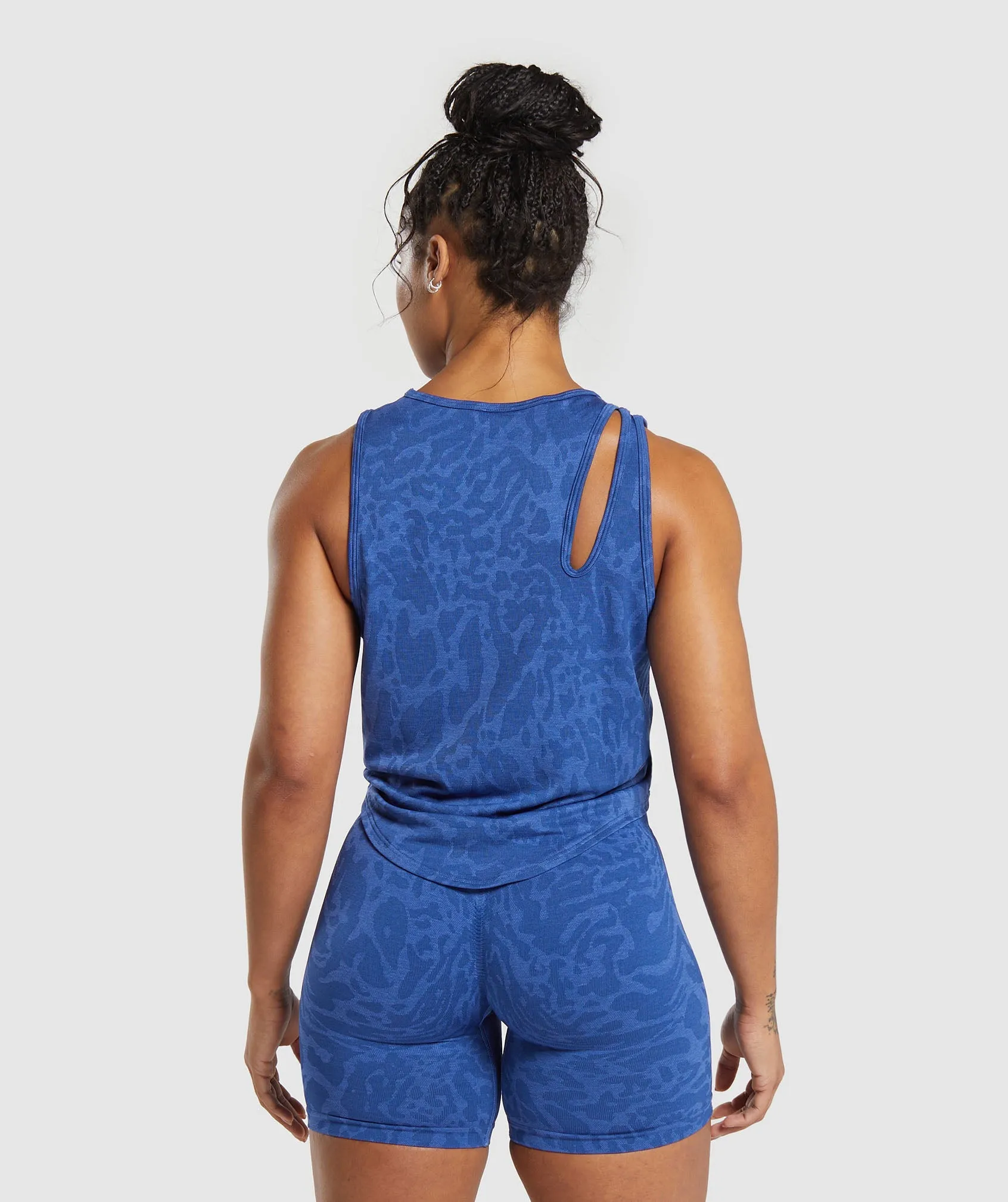 Gymshark Adapt Safari Seamless Drop Arm Lifting Tank - Wave Blue/Iris Blue