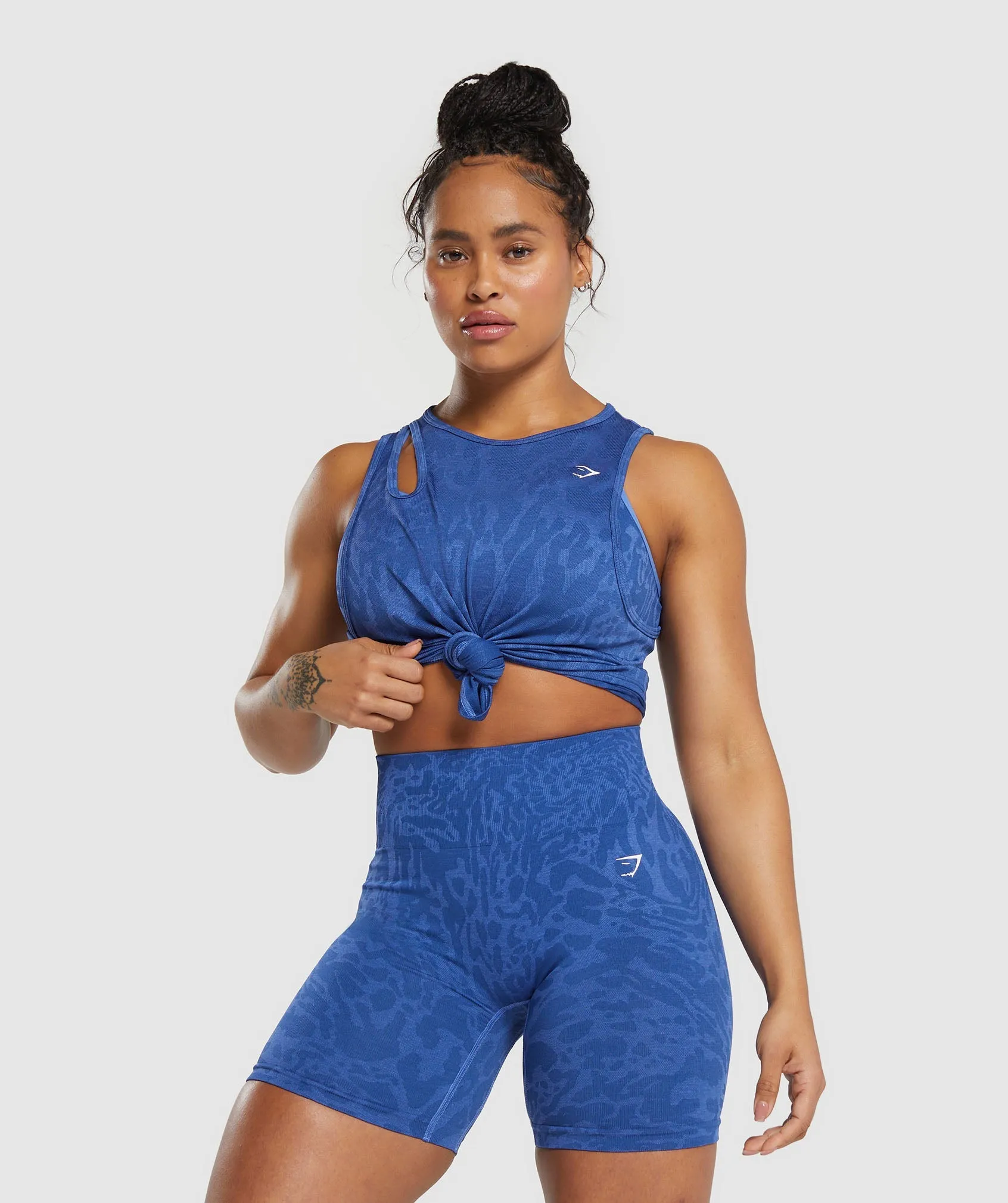 Gymshark Adapt Safari Seamless Drop Arm Lifting Tank - Wave Blue/Iris Blue