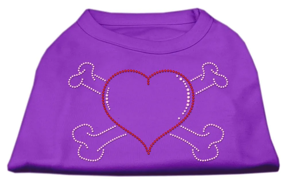 Heart and Crossbones Rhinestone Shirts Purple XXXL(20)