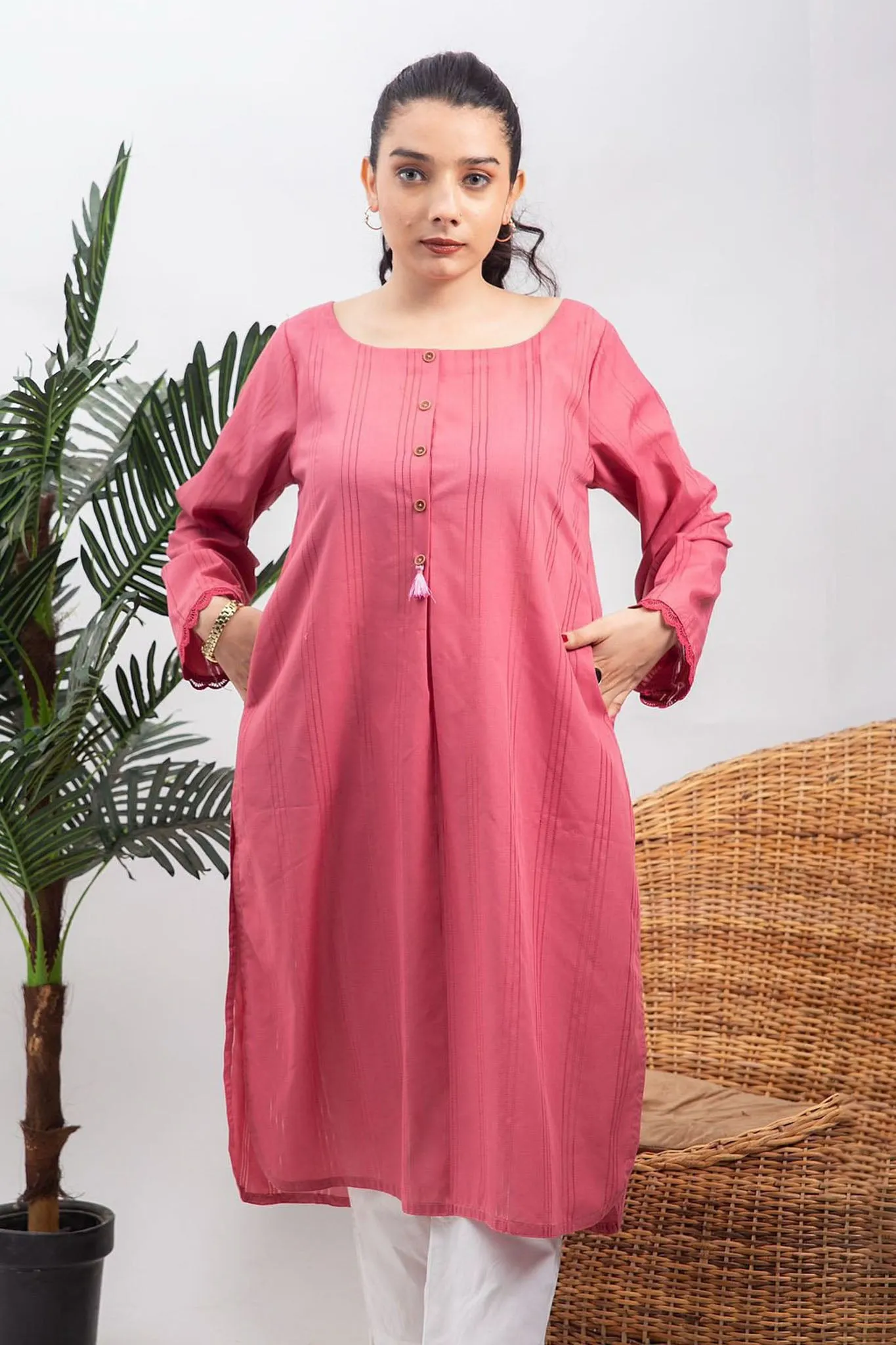 Her By A&M Stitched Shirts Summer Collection'2024-06-Pink