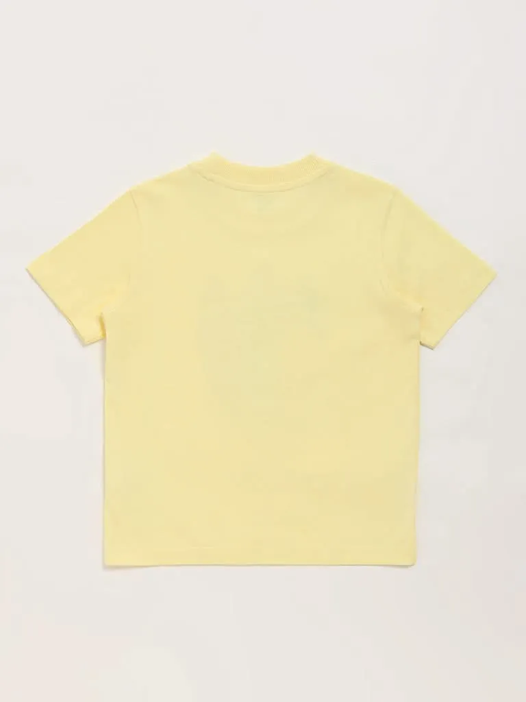 HOP Kids Yellow Printed T-Shirt