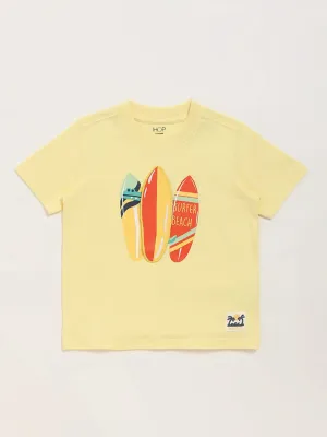 HOP Kids Yellow Printed T-Shirt