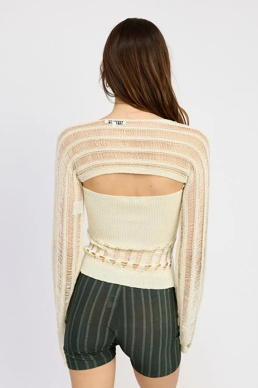 Hot Girl Distressed Sweater Tube Top