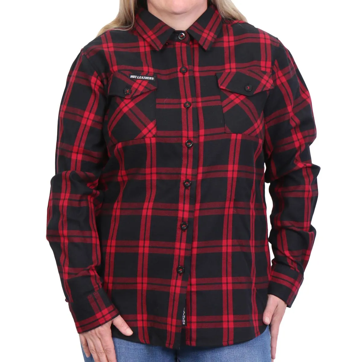 Hot Leathers FLL3009 Ladies Black and Red Flannel Long Sleeve Shirt