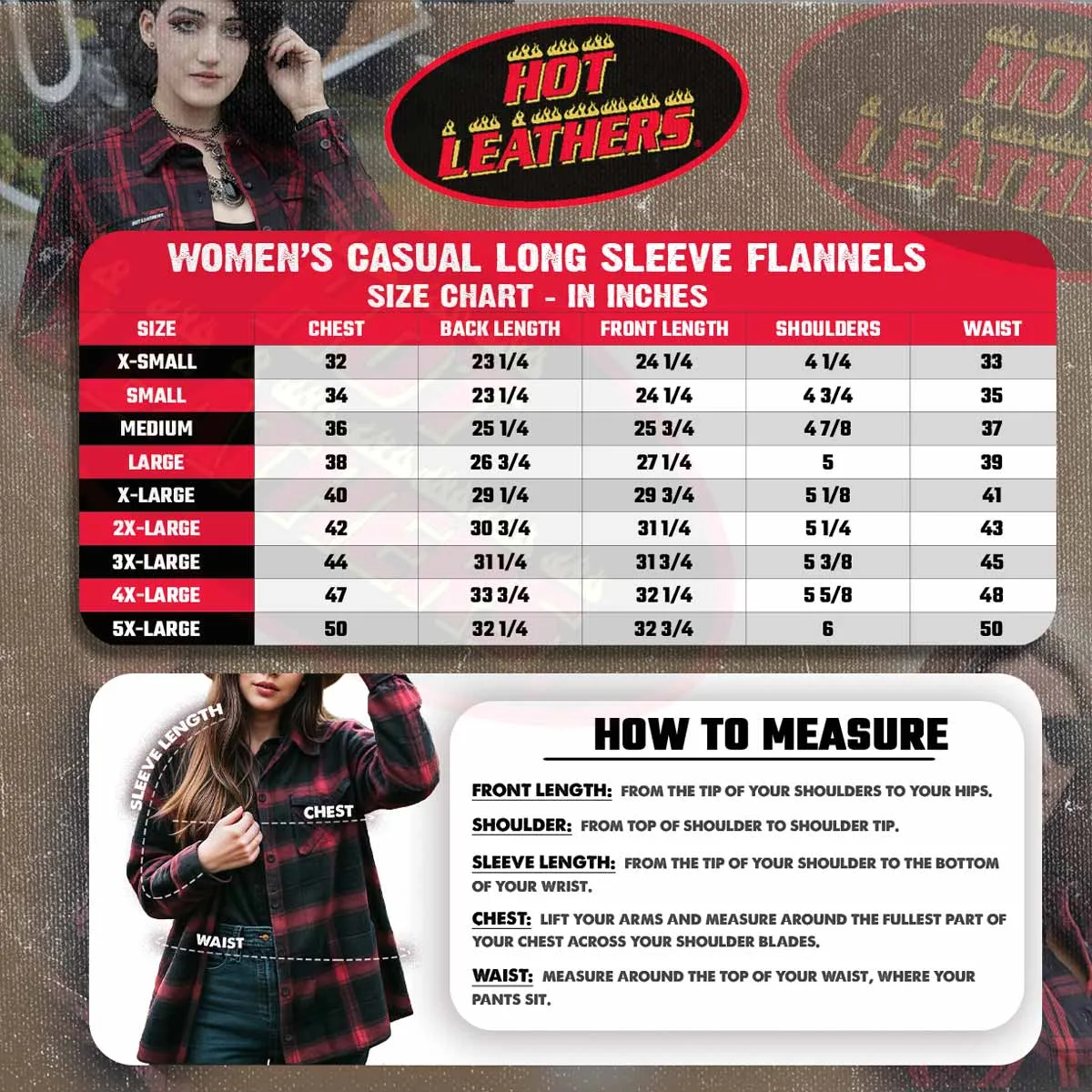 Hot Leathers FLL3009 Ladies Black and Red Flannel Long Sleeve Shirt