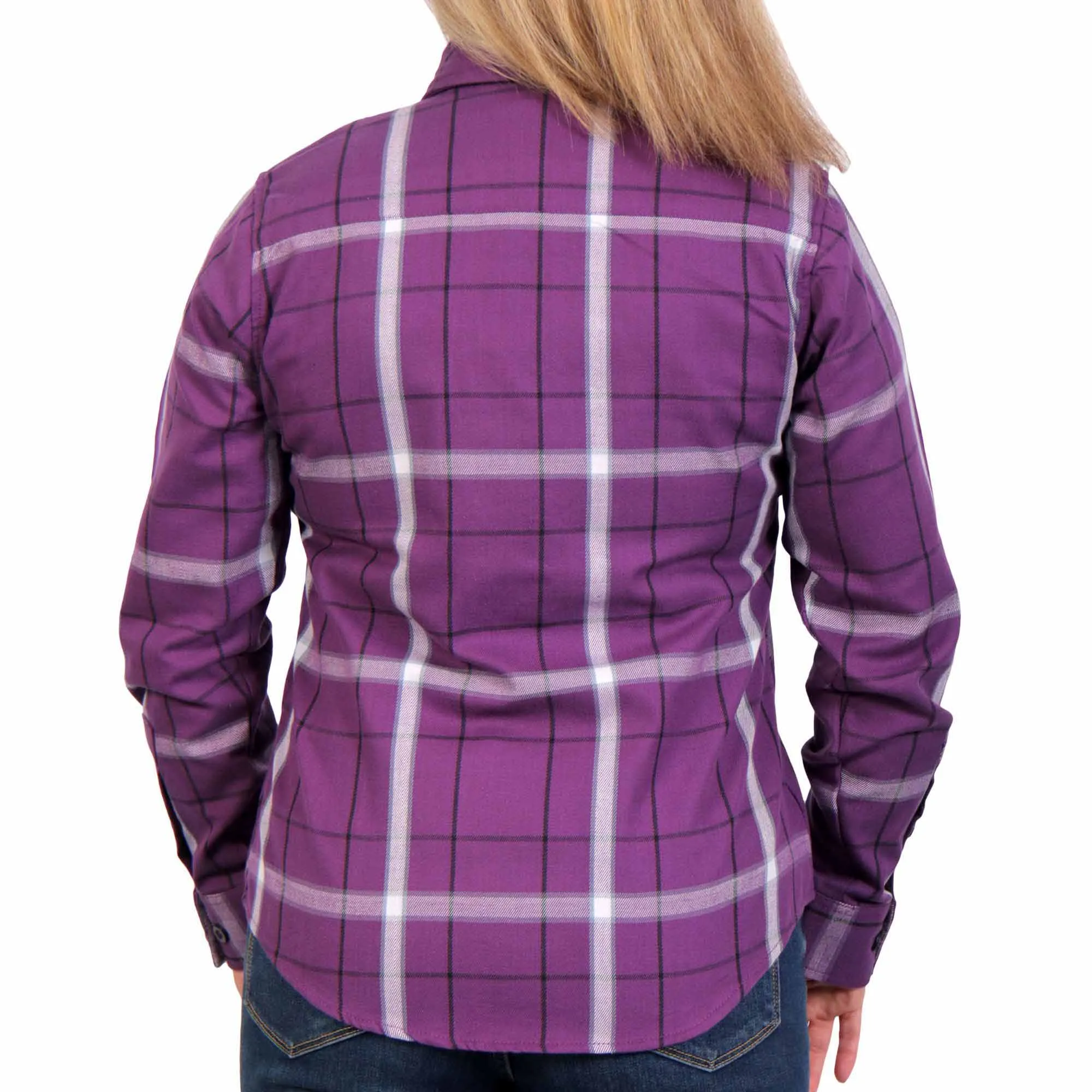 Hot Leathers FLL3010 Ladies Purple, White and Black Long Sleeve Flannel Shirt