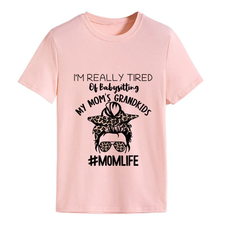 I'M REALLY TIRED OF THE OV MONOGRAM CREWNECK FASHION PRINT SHORT SLEEVE T-SHIRT WOMEN