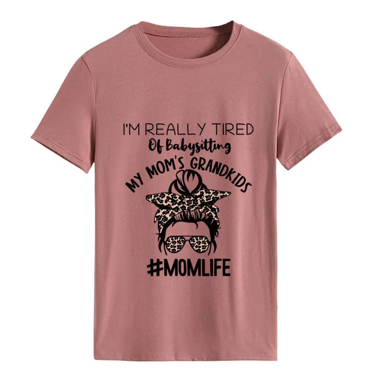 I'M REALLY TIRED OF THE OV MONOGRAM CREWNECK FASHION PRINT SHORT SLEEVE T-SHIRT WOMEN