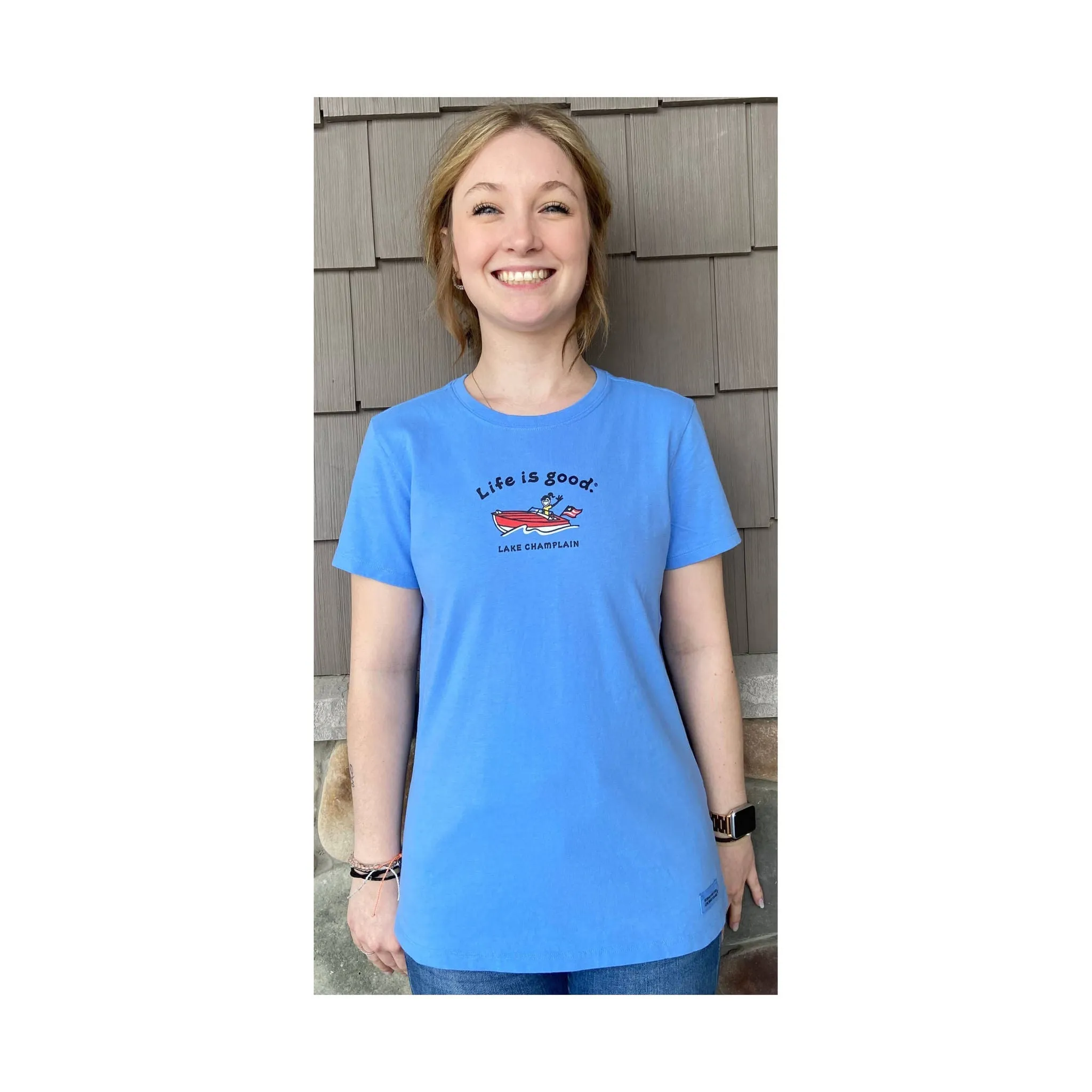 Life Is Good Women's Lake Champlain Exclusive Cruiser Tee - Cornflower Blue